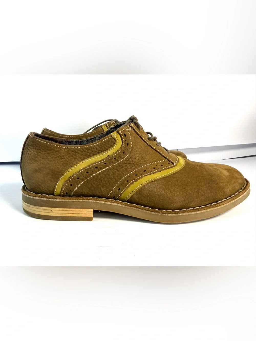 Original Penguin Tan  Suede Oxfords with Golden Trim